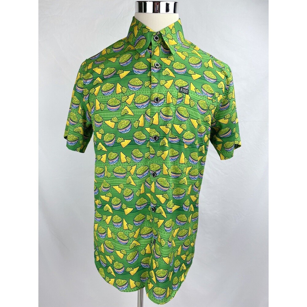 Dixxon Men SMALL Green Chips N Guac Guacamole Short Sleeve Button Up Shirt Fist